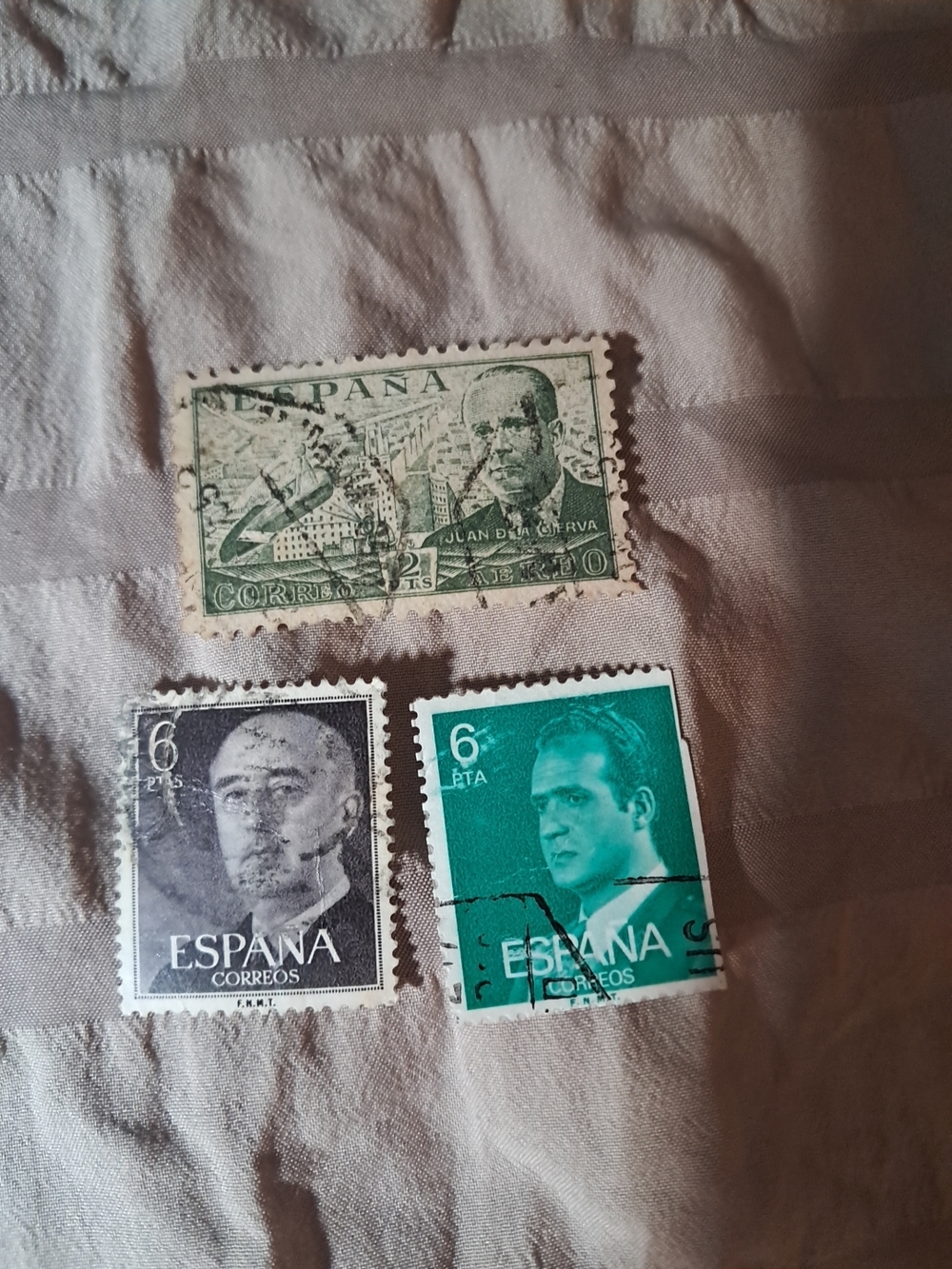 Vintage Spanish Stamp Art Poster - Green, Black, Cream